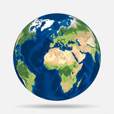 Illustrated Earth Globe on White