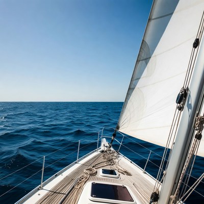 Sailboat Sailing on Blue Ocean