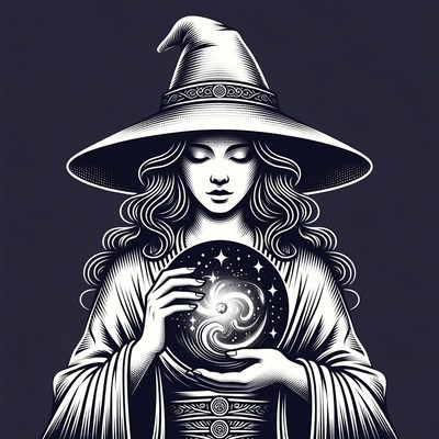 Woman holding glowing crystal ball