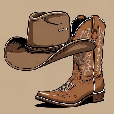 Cowboy Hat and Boots Illustration