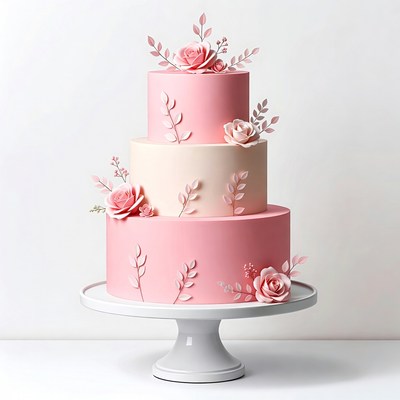 Three-Tier Pink Wedding Cake