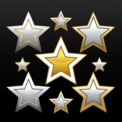 Gold and Silver Star Icons