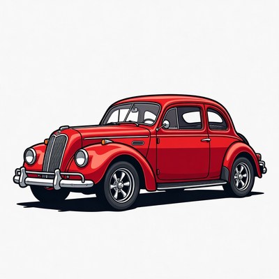 Red Vintage Car Illustration