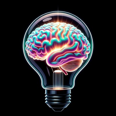 Glowing Brain Lightbulb Illustration