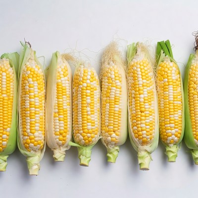 Fresh corn cobs on white background