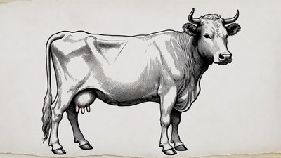 Illustrated Cow with Udder