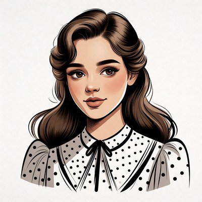 Beautiful woman in polka dot blouse