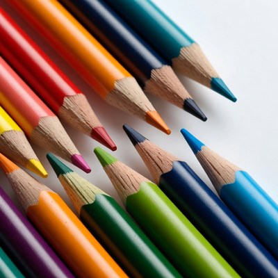 Colorful Crayons on White Background