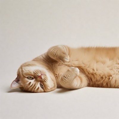 Orange cat lying on back