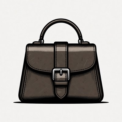 Brown Leather Handbag Illustration