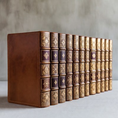 Row of Antique Leather Books