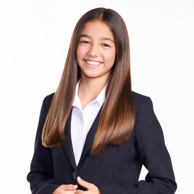 Asian girl smiling in school uniform