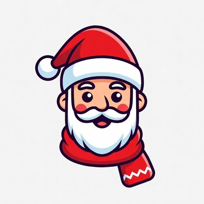 Cartoon Santa Claus with red hat