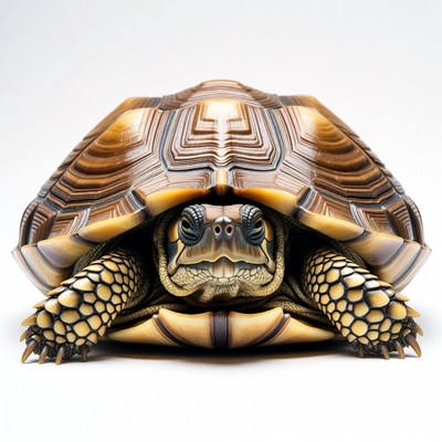 Radiated tortoise on white background