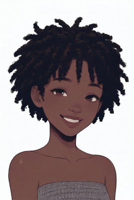 Smiling African-American girl with curly hair