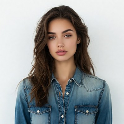 Woman in denim shirt portrait