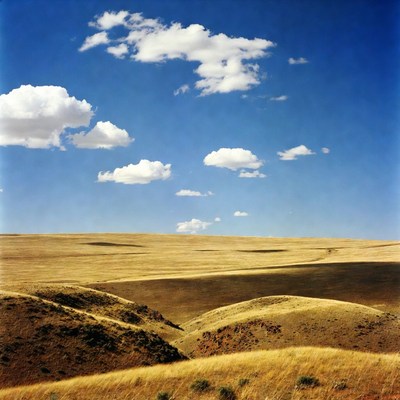 Golden Hills under Blue Sky