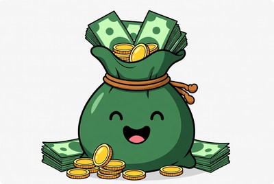 Cute Money Bag with Coins and Bills