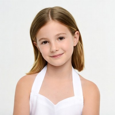 Girl wearing white apron