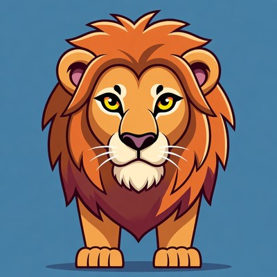 Cartoon Lion with Red Mane