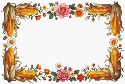 Corn and Flower Frame Border