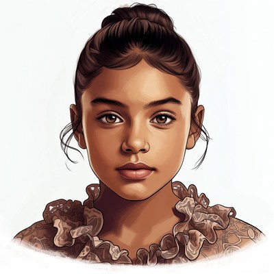 Portrait of young girl with bun