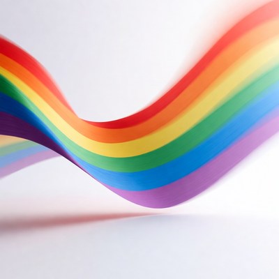 Swirling Rainbow Ribbon on White