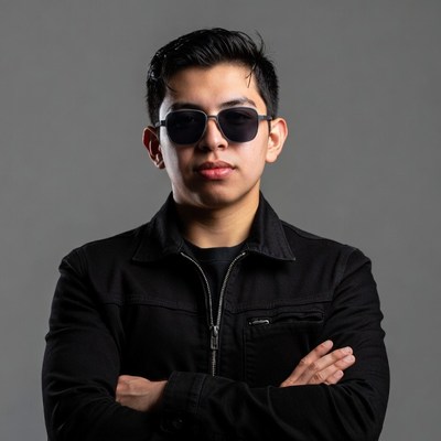 Latino man in sunglasses arms crossed