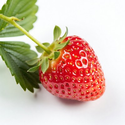 Fresh strawberry with green leaves