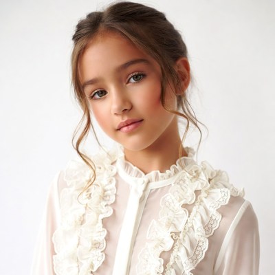 Young girl in lace blouse portrait