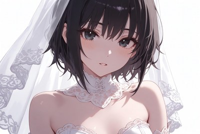 Anime bride in wedding veil