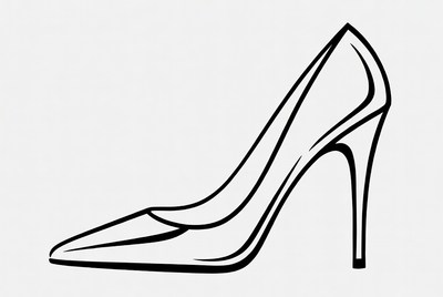 Black outline high heel shoe