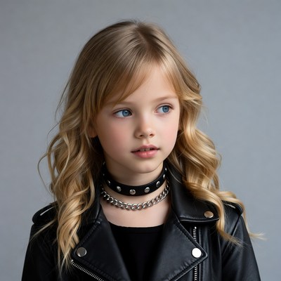 Blonde girl in leather jacket