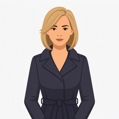 Blonde woman in black trench coat