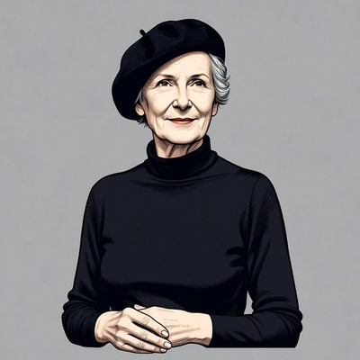 Elderly woman wearing black beret