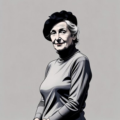 Elderly woman wearing black beret