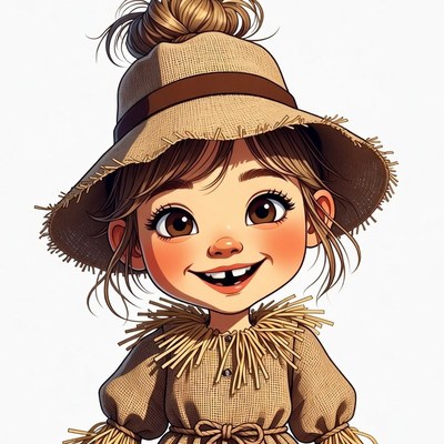 Cute girl in scarecrow costume