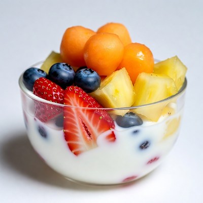 Fruit Yogurt Parfait in Glass Bowl