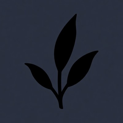 Black Silhouette Three Leaves Plant