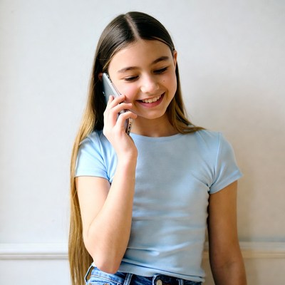 Girl smiling on phone call