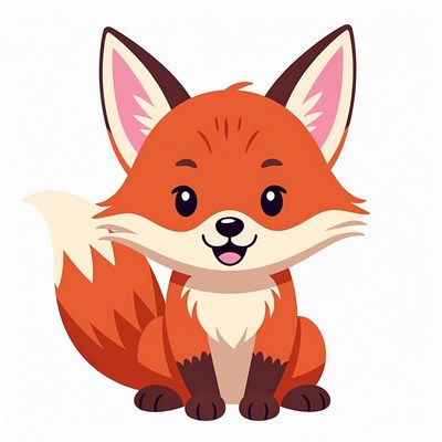 Cute cartoon fox sitting