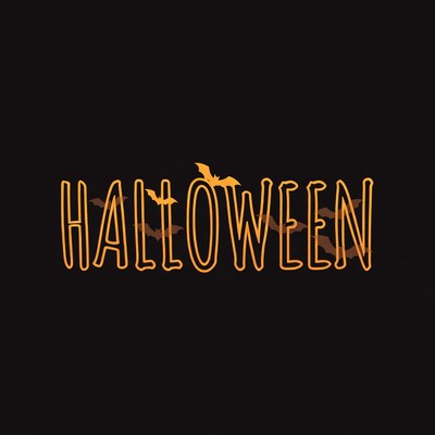 Halloween Text with Bats