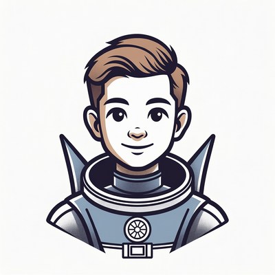 Cartoon boy astronaut smiling