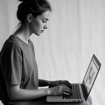 Woman typing on laptop