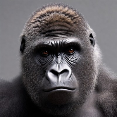 Close-up of intense gorilla face