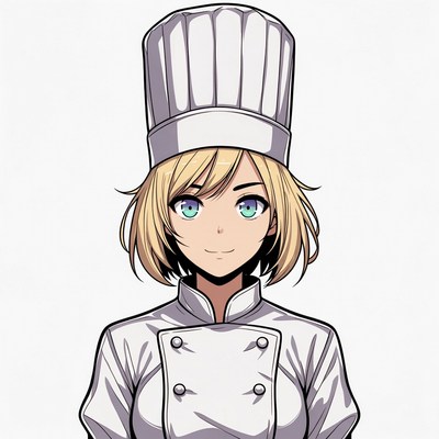 Blonde anime girl chef