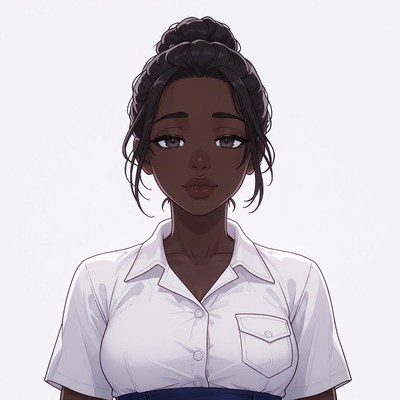 Anime girl in white school shirt