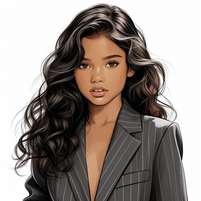 Beautiful woman in pinstripe suit