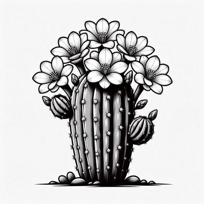 Flowering Cactus Illustration