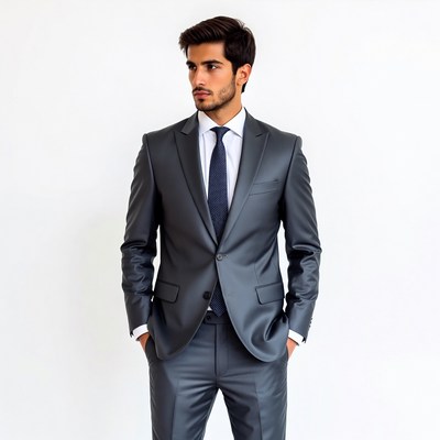 Handsome man in gray suit